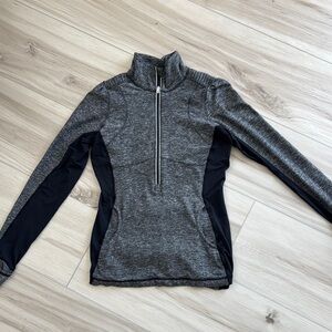 Lululemon Athletica Fitted Long Sleeve Gray and Black Tee